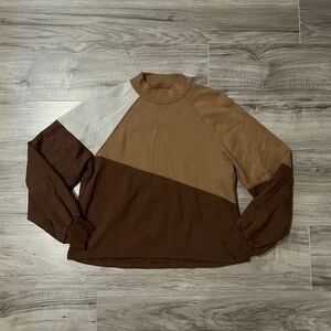 Abercrombie & Fitch Beige and Cream Crewneck Sweatshirt